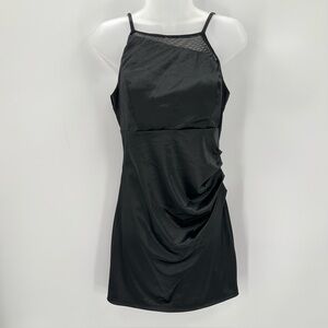 Emerald Sundae Dress Juniors L Black Satin Gathered Body-con Party Dance